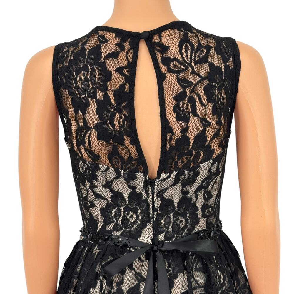 B. Darlin Womens Black Floral Lace Dress with Tulle Sz 7/8 Homecoming Party Prom - Picture 7 of 13
